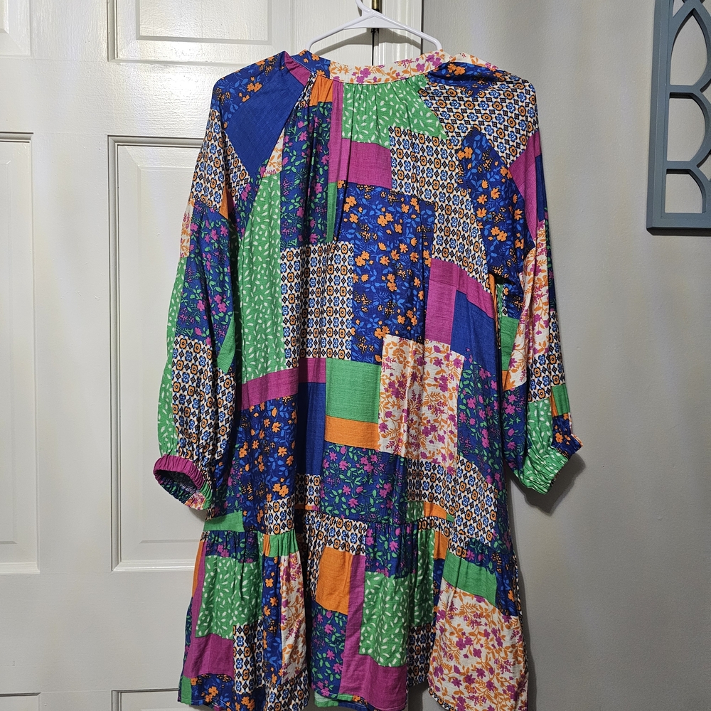 Fate Colorful Patchwork Midi Dress - image 2